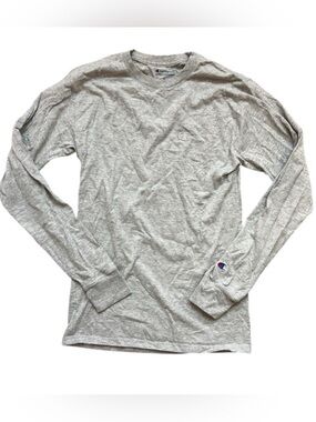 Champion Long Sleeve Tee, Heather Grey, Size S